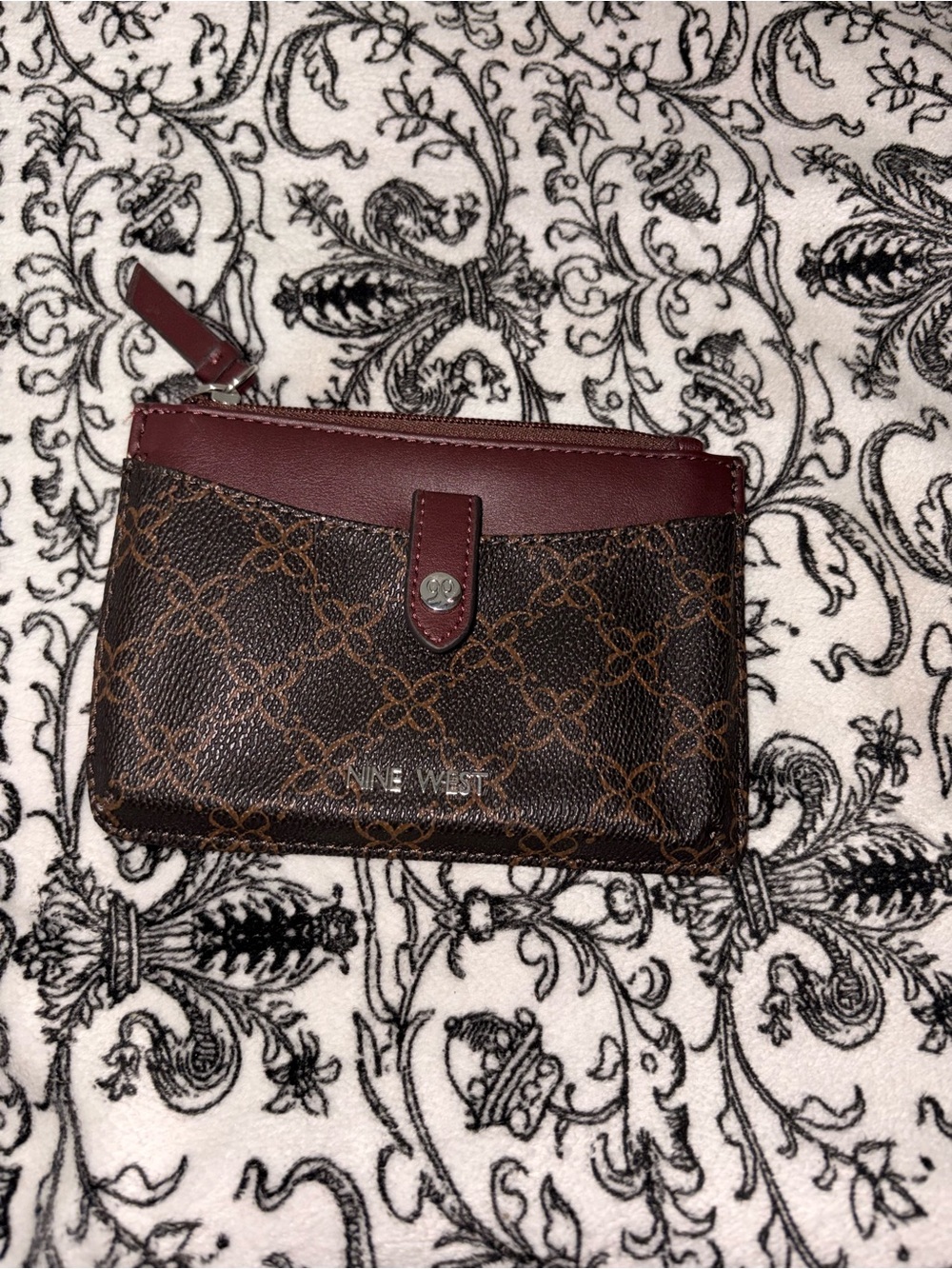 Nine West Brown Wallet with Burgundy Trim